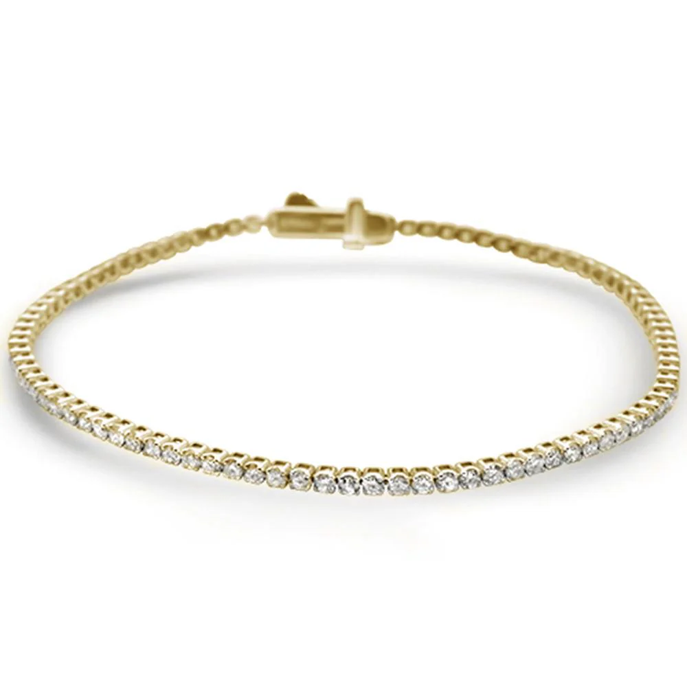 <span style="color:purple">SPECIAL!</span> 2.05ct G SI 14K Yellow Gold Diamond Tennis Bracelet 7"