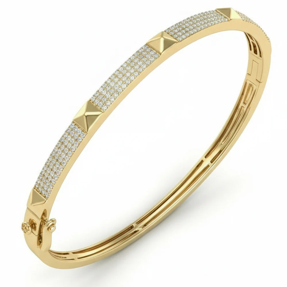 <span style="color:purple">SPECIAL!</span> .66ct G SI 14kt Yellow Gold Diamond Modern Bangle Bracelet