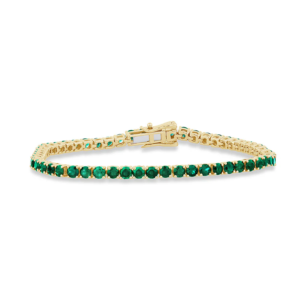 <span style="color:purple">SPECIAL!</span> 5.45ct G SI 14K Yellow Gold Emerald Gemstones Tennis Bracelet