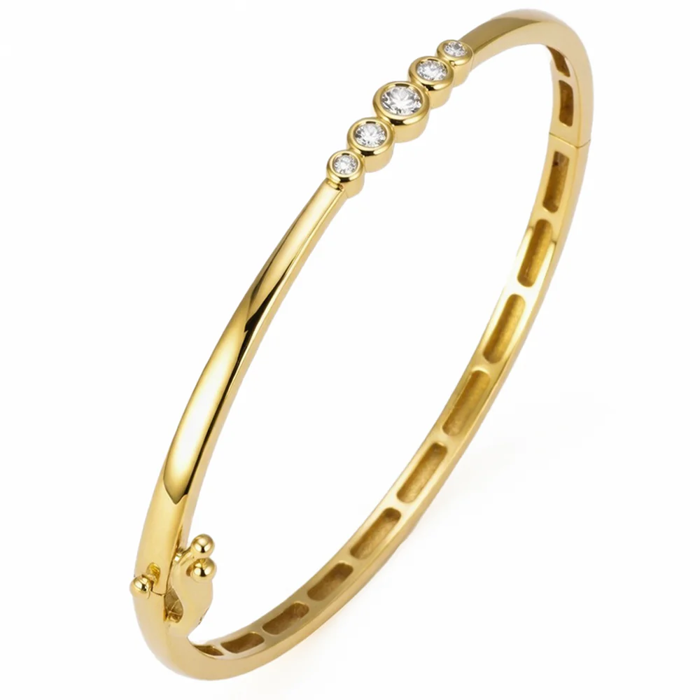 <span style="color:purple">SPECIAL!</span> .25ct G SI 14kt Yellow Gold Diamond Bezel Set Bangle Bracelet