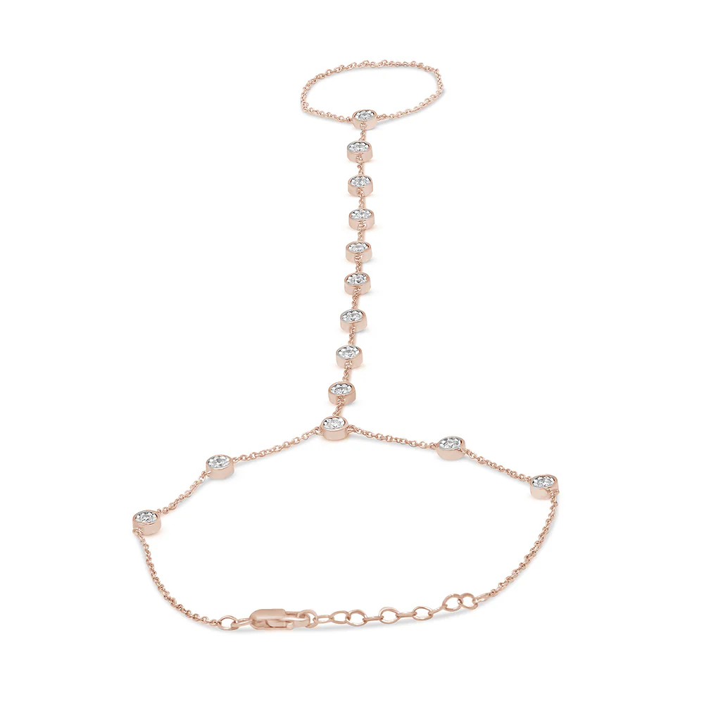 <span style="color:purple">SPECIAL!</span>.51cts 14k Rose Gold Diamond Bracelet & Ring Chain 7" + 3" Ext