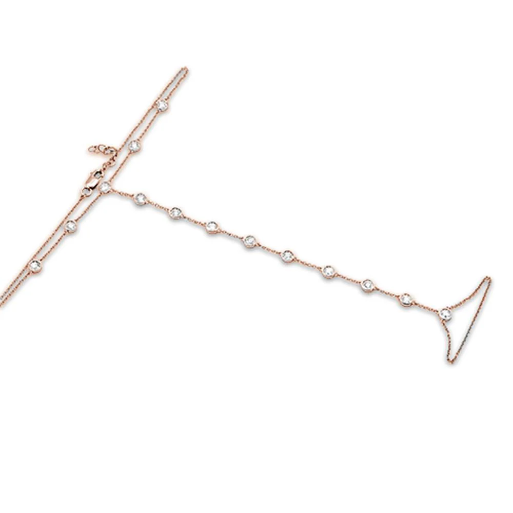 <span style="color:purple">SPECIAL!</span>.51cts 14k Rose Gold Diamond Bracelet & Ring Chain 7" + 3" Ext - Image 2