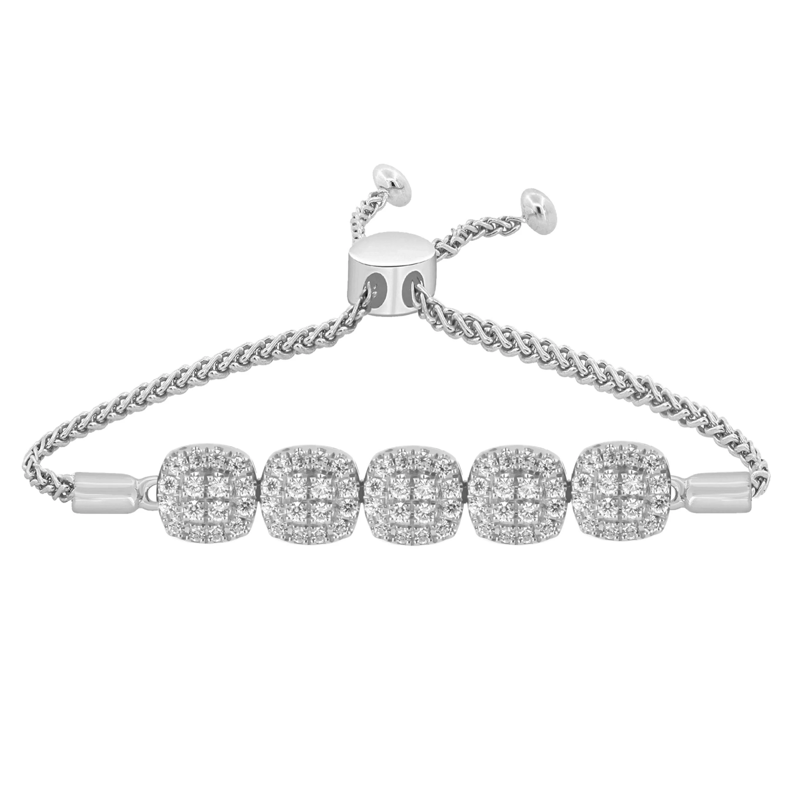 <span>DIAMOND CLOSEOUT! </span> .39ct 14K White Gold Diamond Adjustable Bola Bracelet