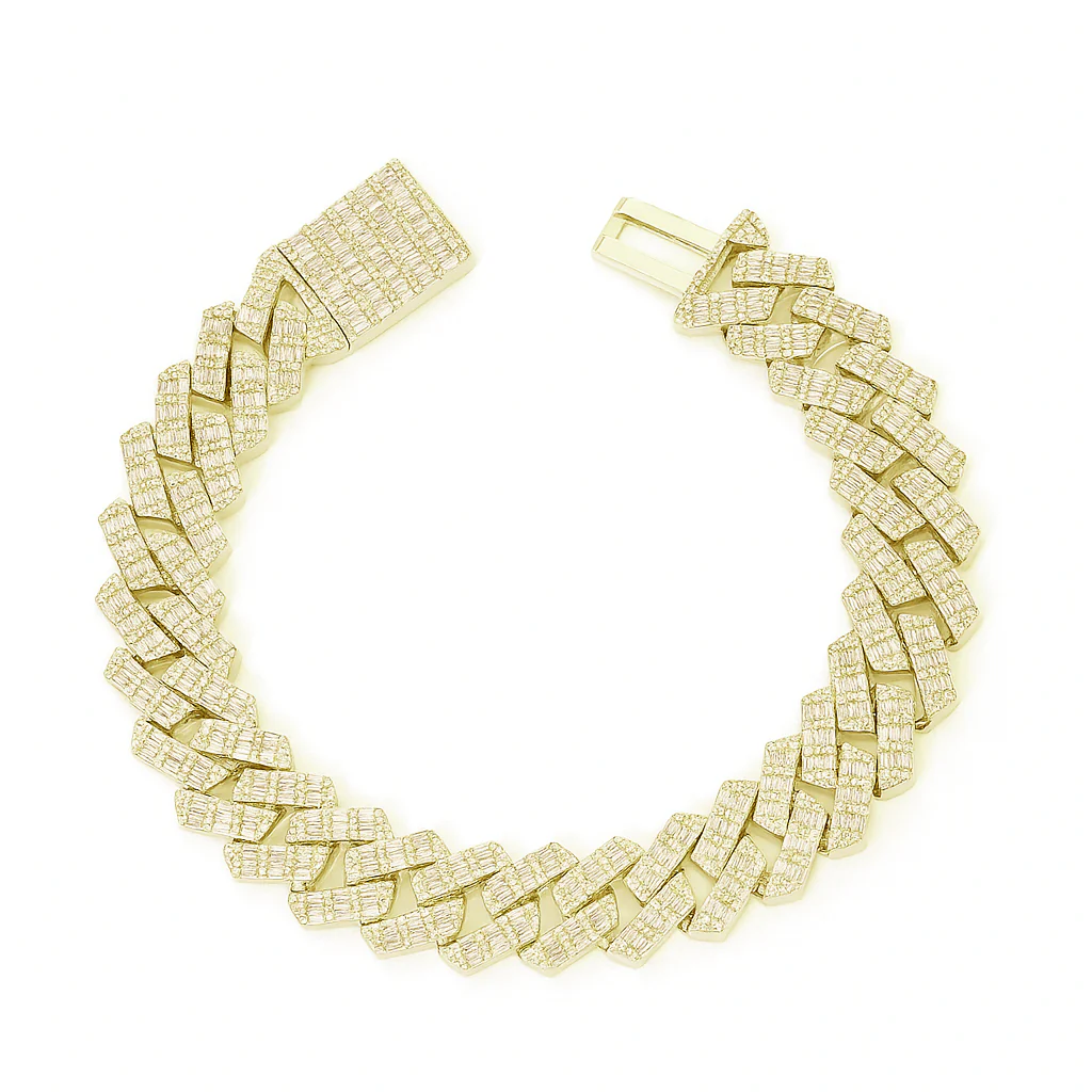 <span>DIAMOND CLOSEOUT! </span> 15MM 8.85ct G SI 14K Yellow Gold Diamond Baguette & Round Bracelet 8.5"