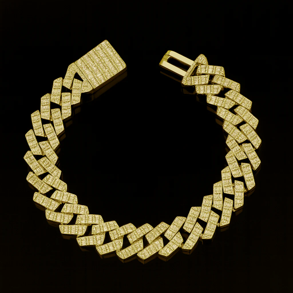 <span>DIAMOND CLOSEOUT! </span> 15MM 8.85ct G SI 14K Yellow Gold Diamond Baguette & Round Bracelet 8.5" - Image 2