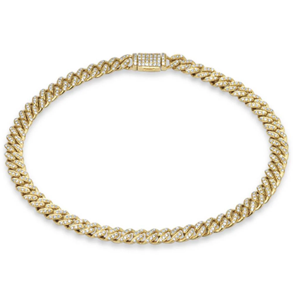 <span style="color:purple">SPECIAL!</span> 5mm .73ct G SI 14K Yellow Gold Diamond Round Cuban Bracelet 8"