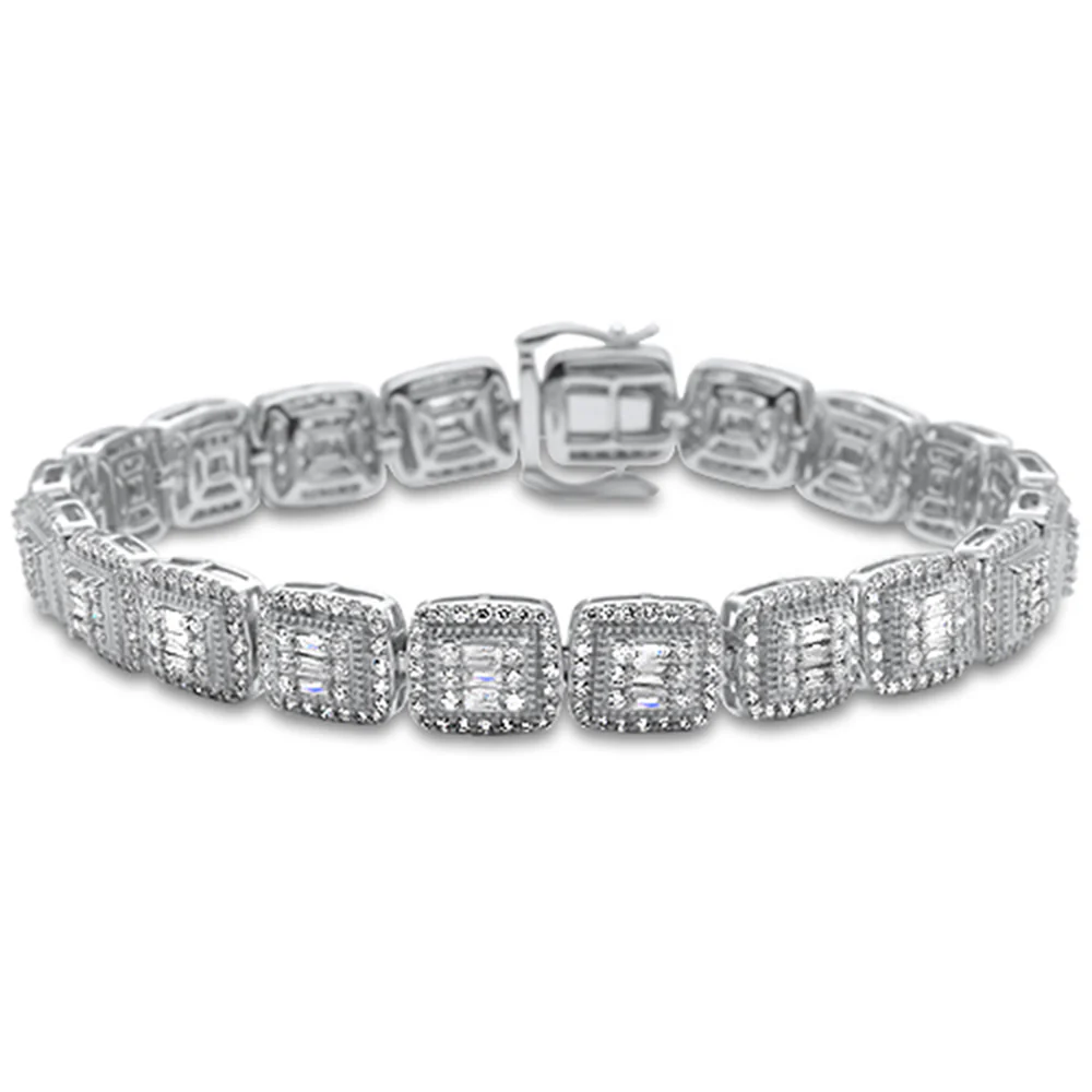 <span>DIAMOND CLOSEOUT! </span> 5.25ct G SI 14K White Gold Baguette & Round Diamond Bracelet 8"