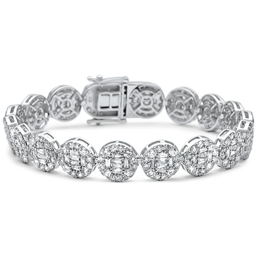 <span>DIAMOND  CLOSEOUT! </span> 12.09ct G SI 14K White Gold  Round & Baguette Diamond Bracelet