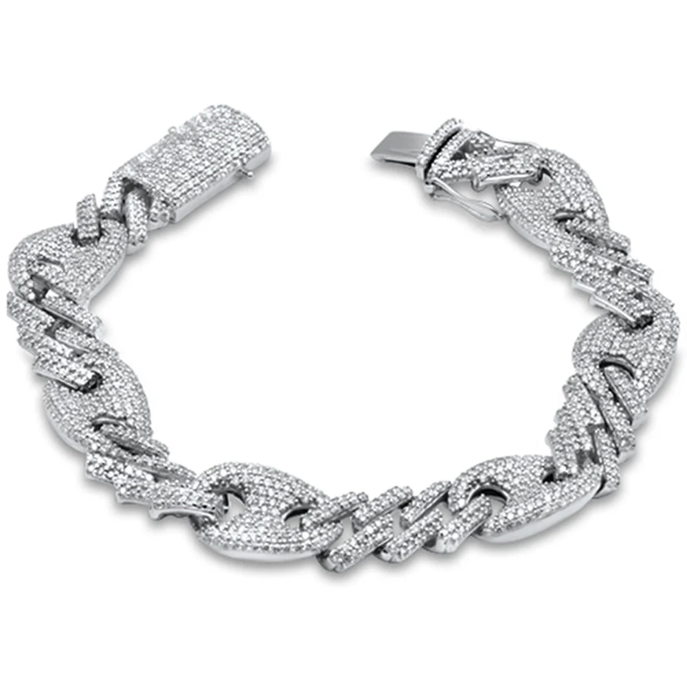 <span>DIAMOND  CLOSEOUT! </span> 8.16ct G SI 14K White Gold Diamond Cuban Bracelet 8.5"