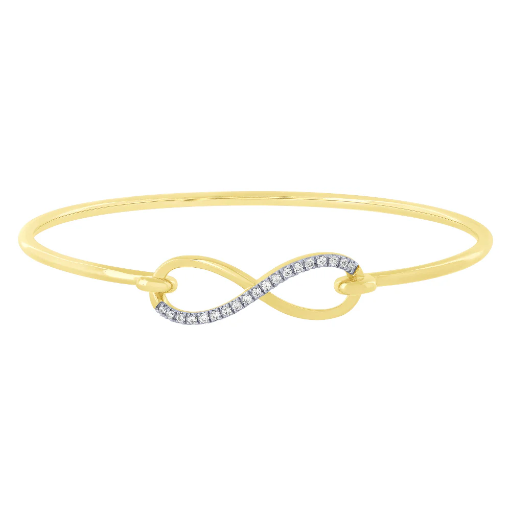 <span style="color:purple">SPECIAL!</span> .15ct G SI 14K Yellow Gold Diamond Infinity Hook Wrap Around Bangle Bracelet 7" Long - Image 2