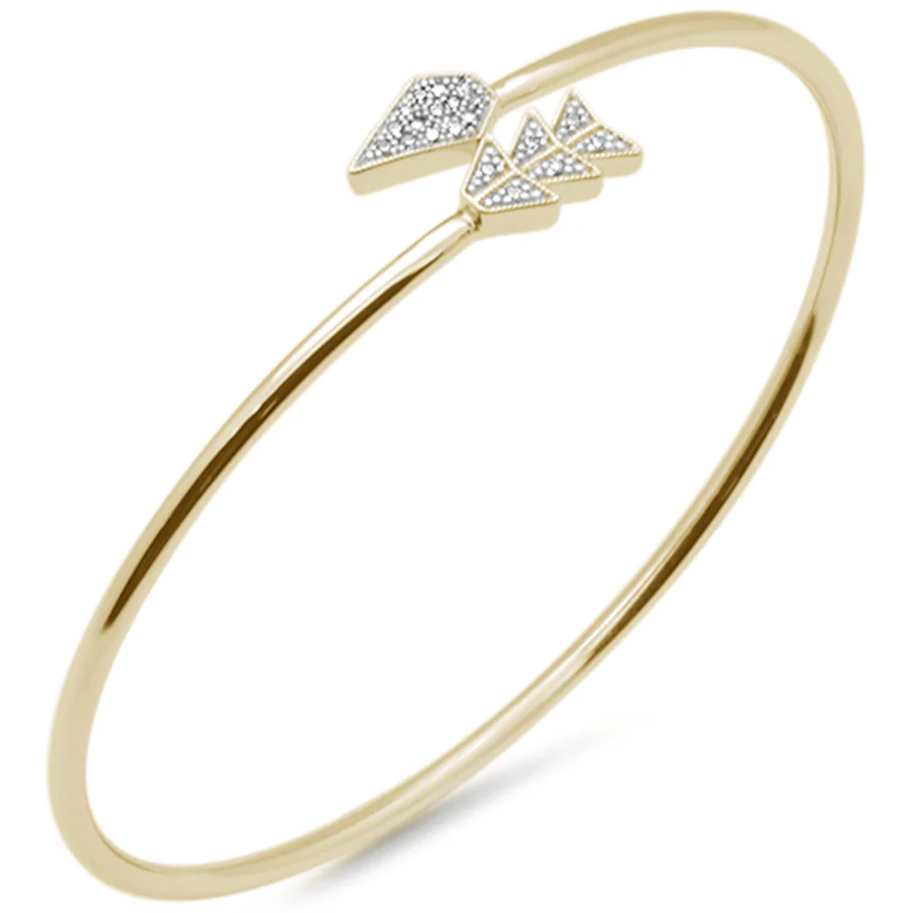 <span>DIAMOND CLOSEOUT! </span>.07ct G SI 14K Yellow Gold Diamond Arrow Wrap Around Bangle Bracelet 7" Long