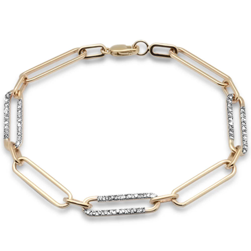 <span>DIAMOND CLOSEOUT! </span> .50ct G SI 14K Yellow Gold Diamond Paperclip Style Bracelet 7" Long