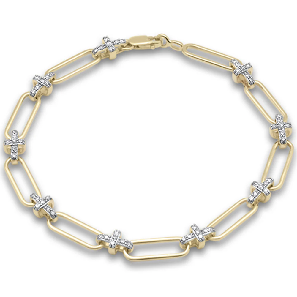 <span>DIAMOND CLOSEOUT! </span> .50ct G SI 14K Yellow Gold Diamond Paperclip Style Bracelet 7" Long