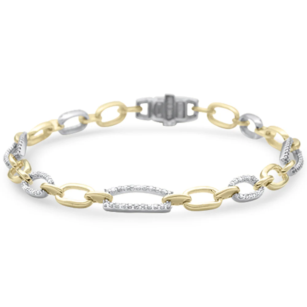 <span>DIAMOND CLOSEOUT! </span> .61ct G SI 14K Two Tone Gold Diamond Figaro Style Bracelet