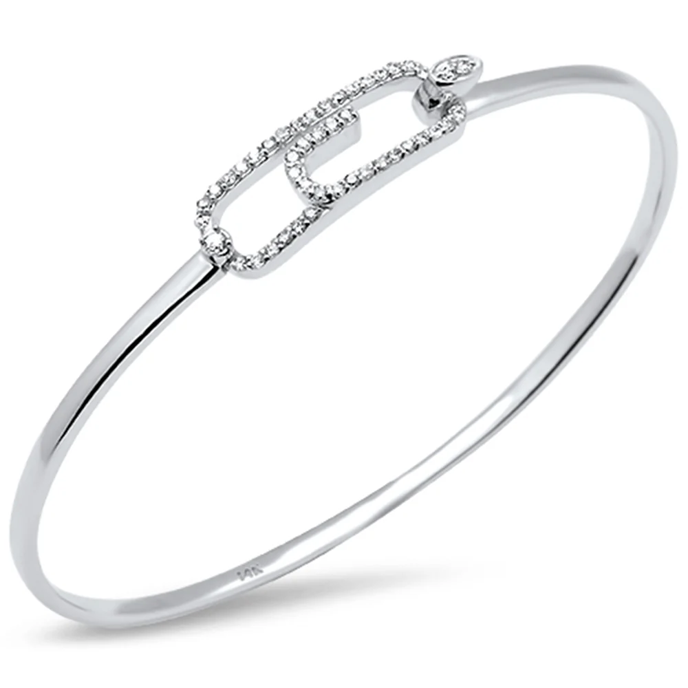 <span>DIAMOND CLOSEOUT! </span>.38ct G SI 14K White Gold Diamond Hook Bangle Bracelet