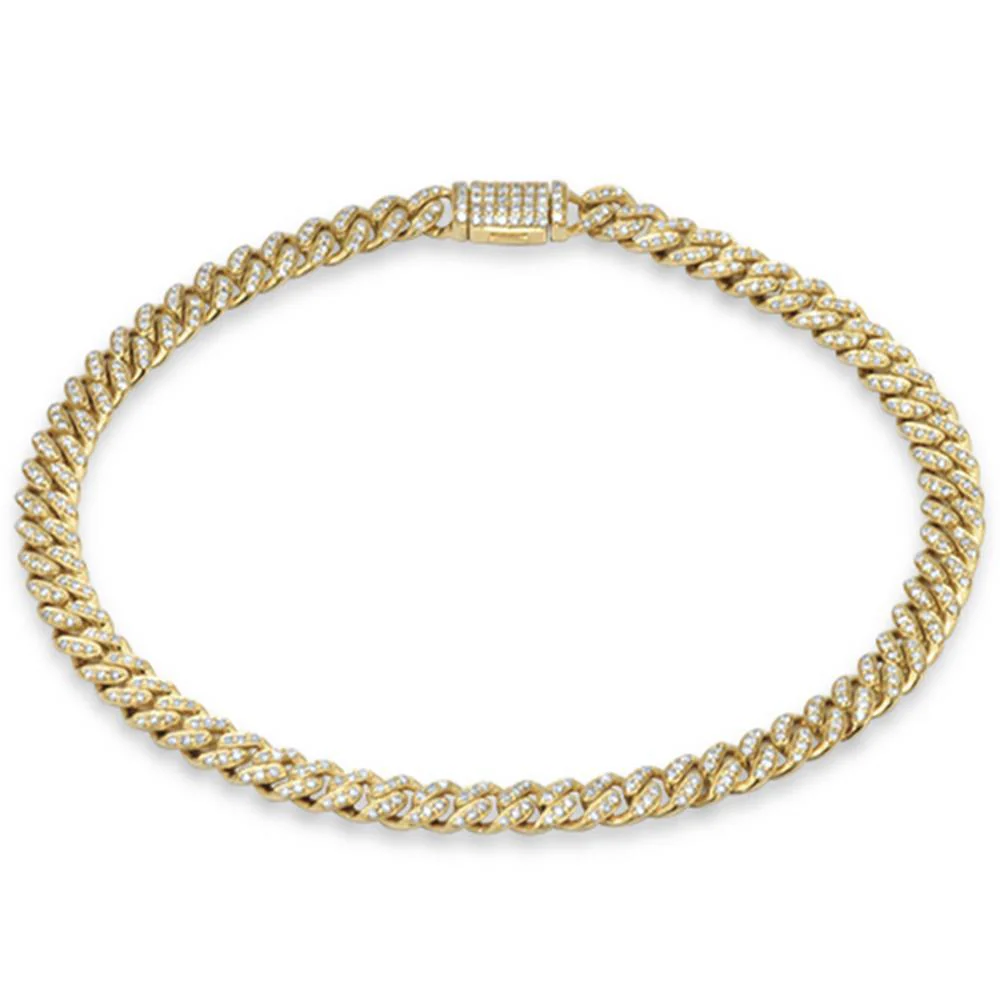 <span style="color:purple">SPECIAL!</span> 5mm .71ct G SI 14K Yellow Gold Diamond Round Cuban Bracelet 7"