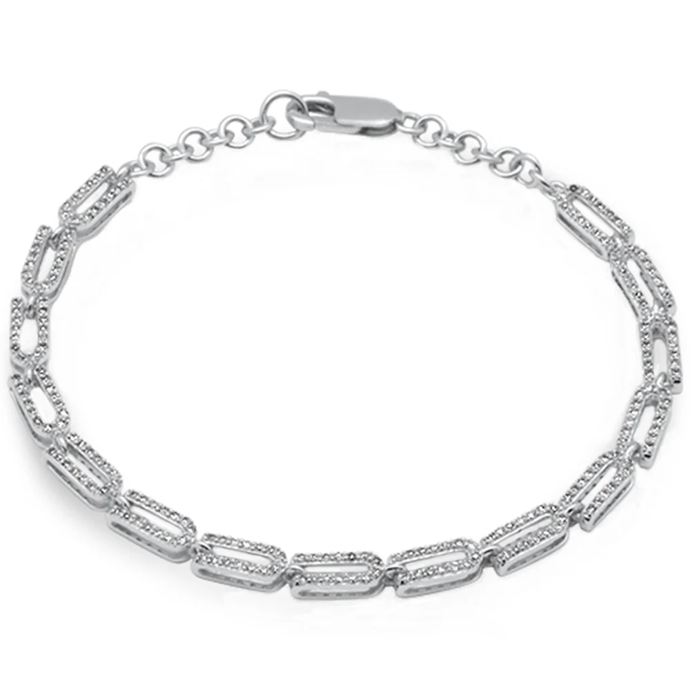 <span>DIAMOND CLOSEOUT! </span>.97ct G SI 14K White Gold Diamond Paperclip Style Bracelet