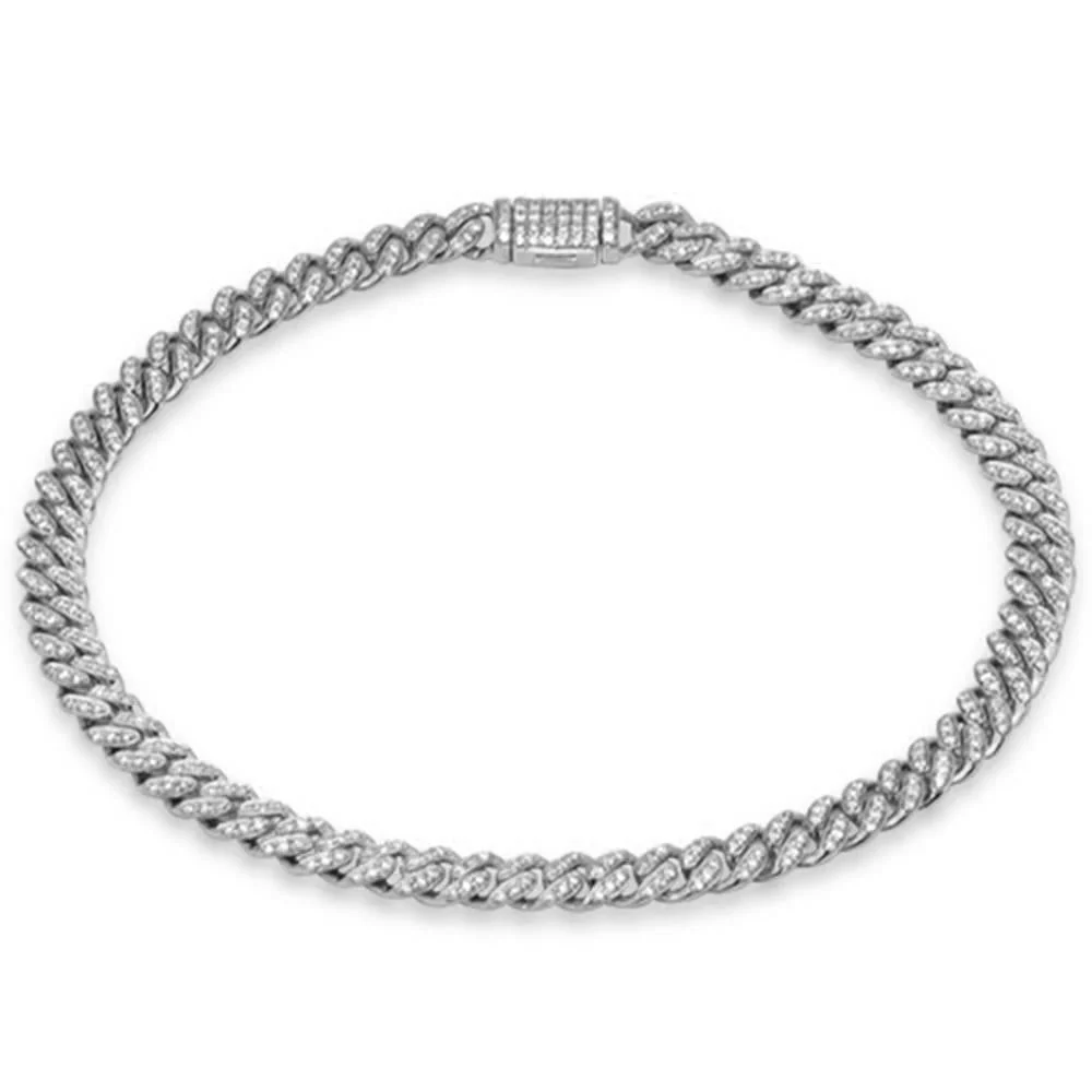 <span style="color:purple">SPECIAL!</span> 5mm .72ct G SI 14K White Gold Diamond Round Cuban Bracelet 6.5"