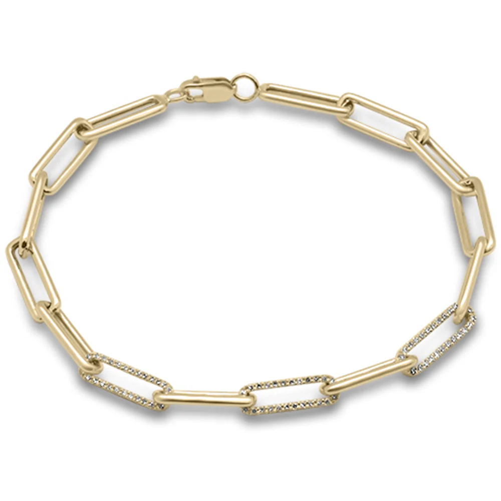 <span>DIAMOND CLOSEOUT! </span> .66ct G SI 14K Yellow Gold Diamond Paperclip Bracelet 7.25" Long