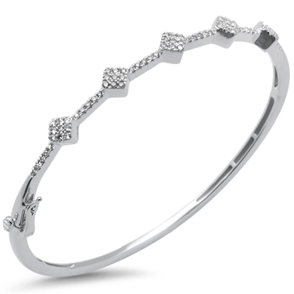 <span style="color:purple">SPECIAL!</span> .60ct G SI 14K White Gold Diamond Bangle Bracelet 59mm