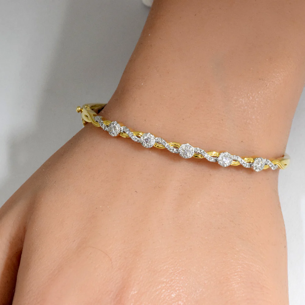 <span>DIAMOND CLOSEOUT! </span> .68ct G SI 14K Yellow Gold Diamond Infinity Bangle Bracelet - Image 2