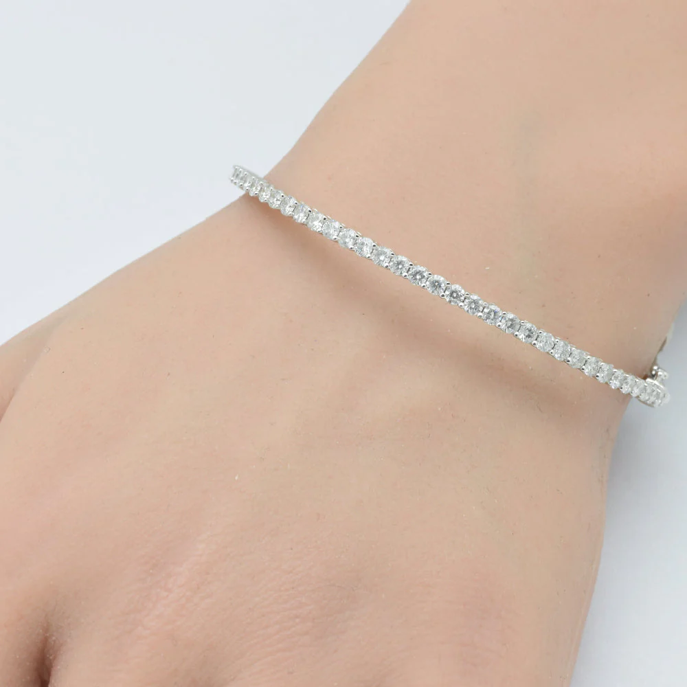 <span>DIAMOND CLOSEOUT! </span> 1.87ct G SI 14K White Gold Diamond Bangle Bracelet - Image 2