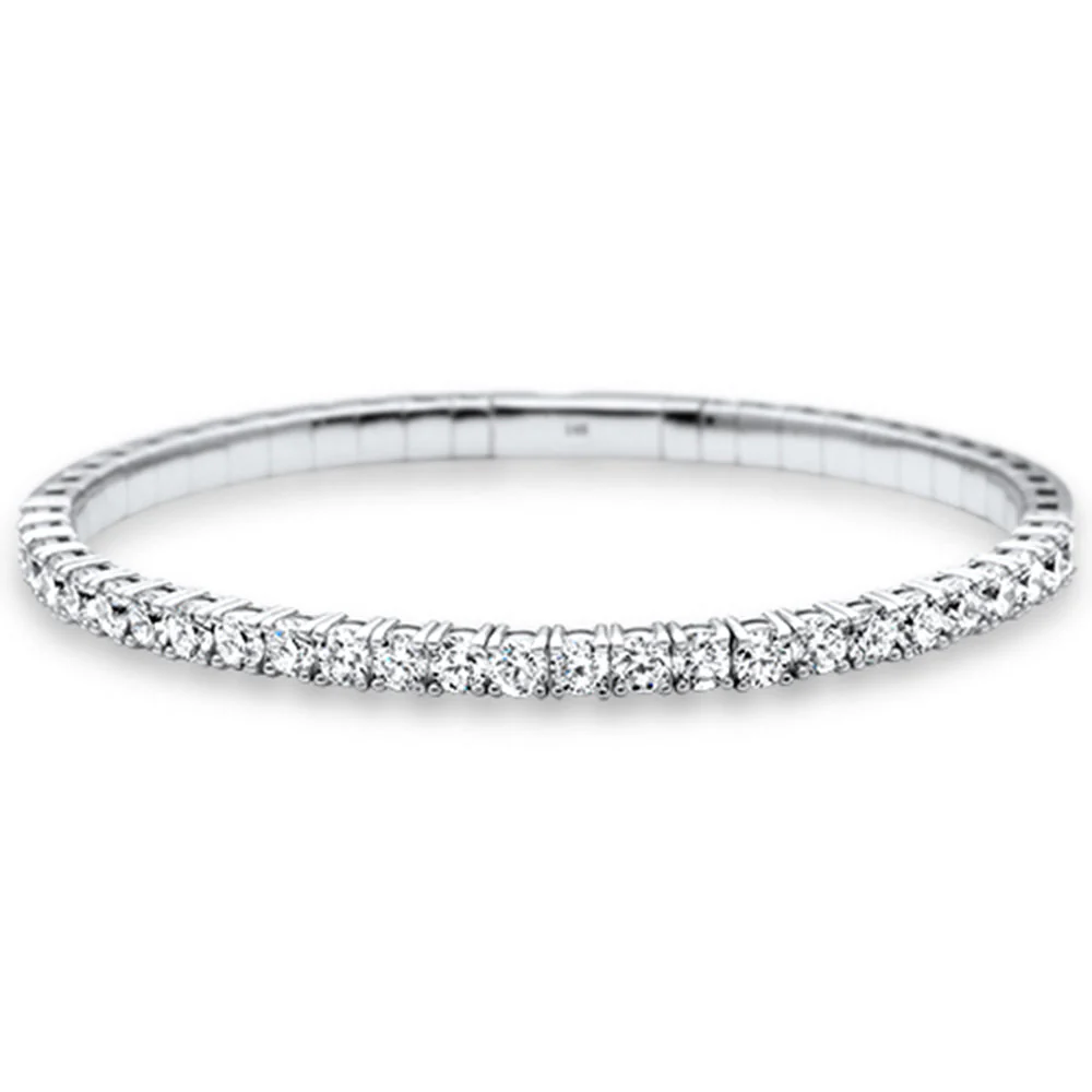 <span style="color:purple">SPECIAL!</span> 4.46ct G SI 14K White Gold Round Diamond Tennis Bangle Bracelet