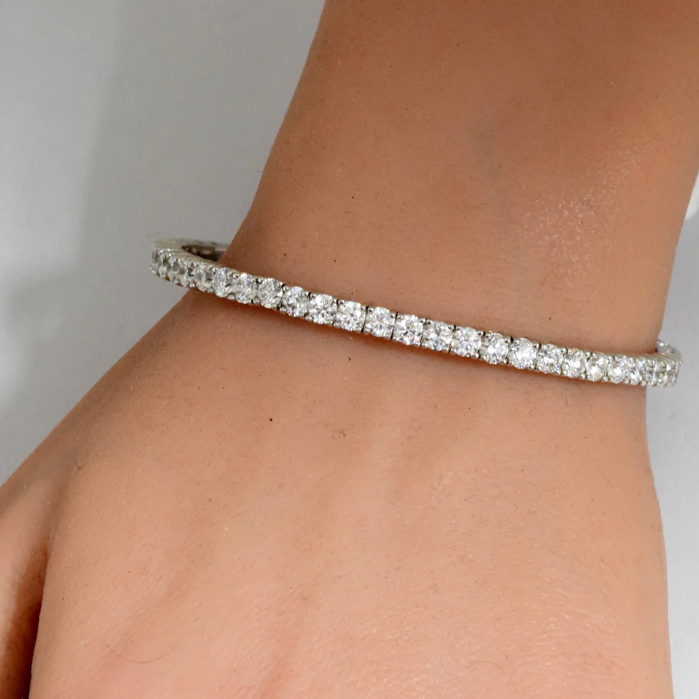 <span style="color:purple">SPECIAL!</span> 4.46ct G SI 14K White Gold Round Diamond Tennis Bangle Bracelet - Image 2