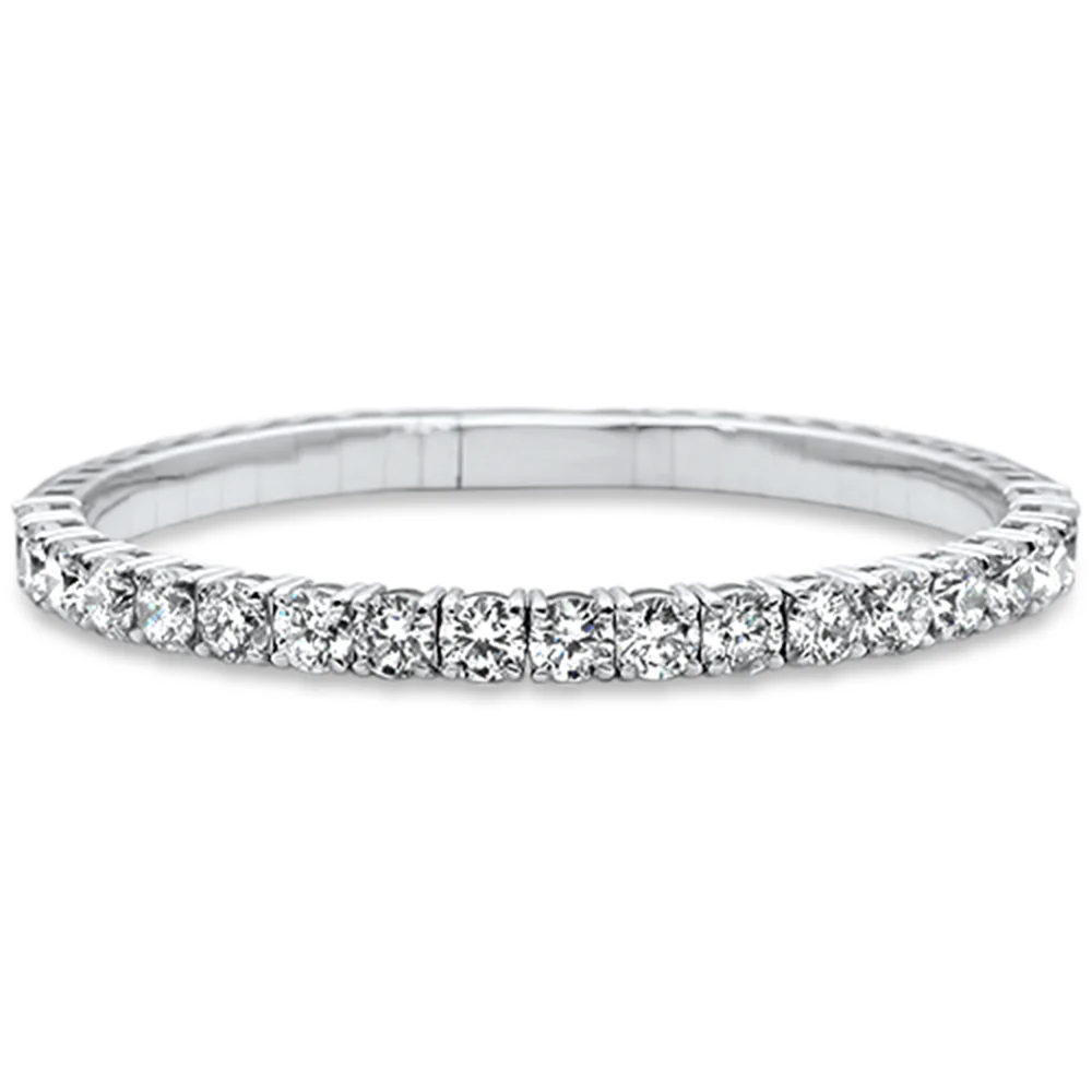 <span style="color:purple">SPECIAL!</span> 9.80ct G SI .50ct Each Round 14K White Gold Round Diamond Flexible Bangle Bracelet