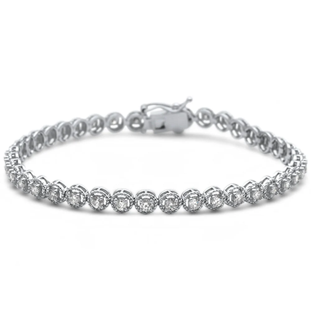 <span style="color:purple">SPECIAL!</span> 2.00ct G SI 14K White Gold Round Diamond Halo Style Tennis Bracelet  7" Long
