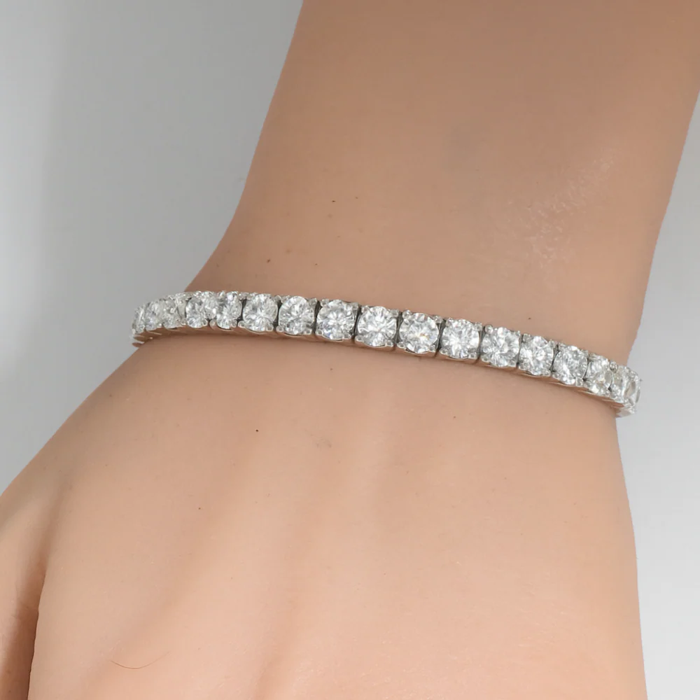 <span style="color:purple">SPECIAL!</span> 16.40ct G SI 14K White Gold Round Diamond Tennis Bracelet 7" Long - Image 2