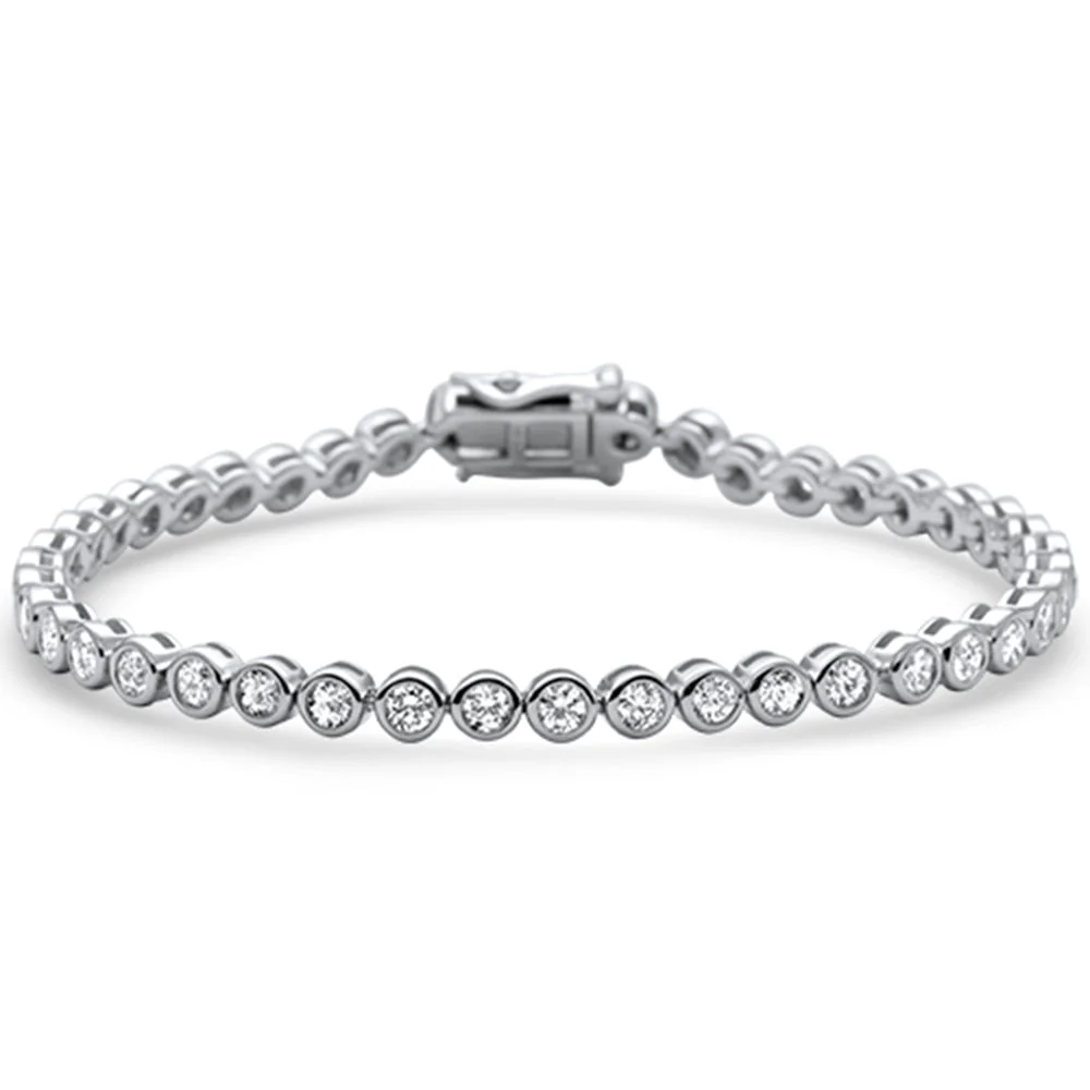 <span style="color:purple">SPECIAL!</span>1.53ct G SI 14K White Gold Round Diamond Bezel Bracelet 7"Long