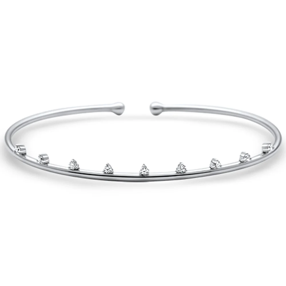 <span>DIAMOND CLOSEOUT! </span> .17ct G SI 14K White Gold Diamond Open Bangle Bracelet 56mm