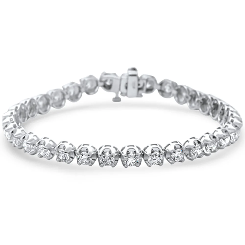 <span>DIAMOND CLOSEOUT! </span> 6.15ct G SI 14K White Gold Diamond Tennis Bracelet 7" Long