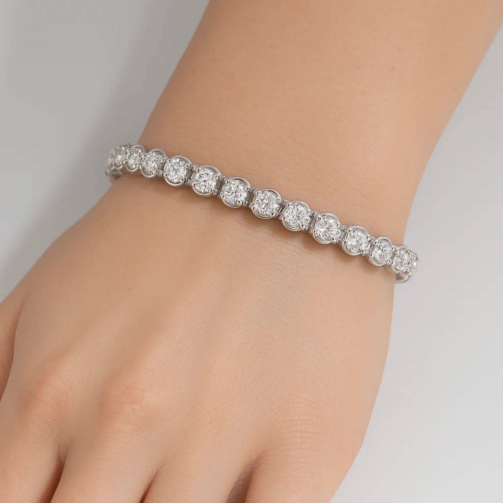 <span style="color:purple">SPECIAL!</span> 8.66ct G SI 14K White Gold Diamond Tennis Bracelet 7" Long - Image 2