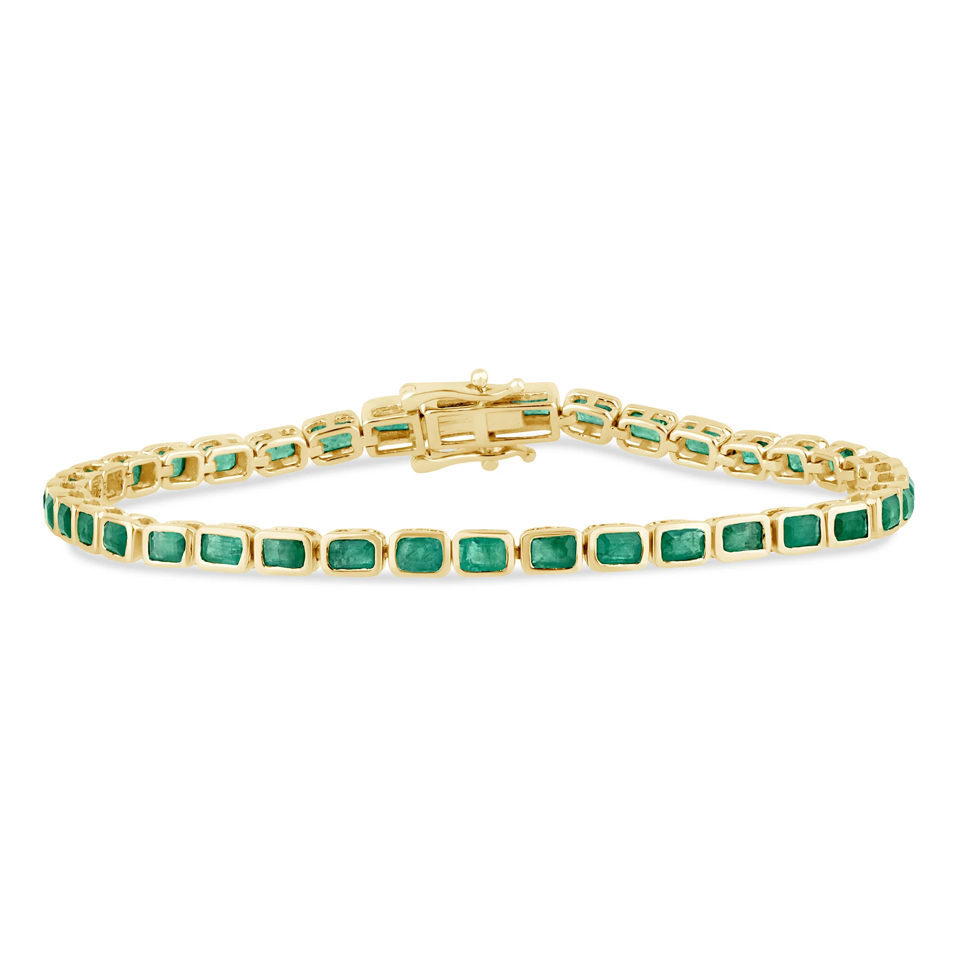 <span style="color:purple">SPECIAL!</span> 5.61ct G SI 14K Yellow Gold Natural Emerald Gemstones Bracelet 7" Long