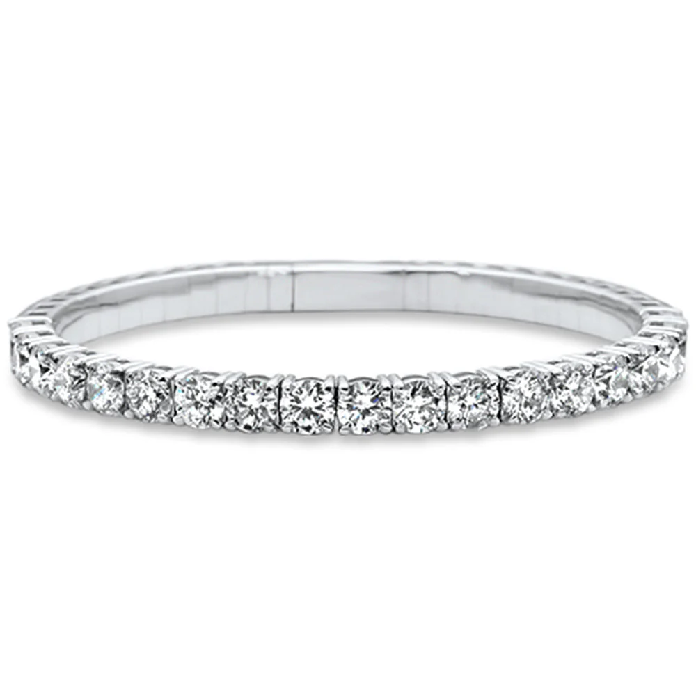 <span style="color:purple">SPECIAL!</span>9.70ct G SI .50ct Each Round 14K White Gold Round Diamond Flexible Bangle Bracelet