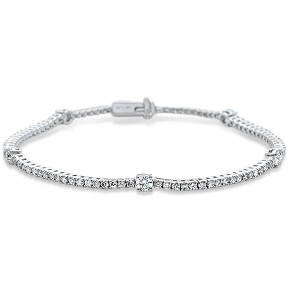 <span style="color:purple">SPECIAL!</span> 2.43ct  G SI 14K White Gold  Diamond Tennis Bracelet  7" Long