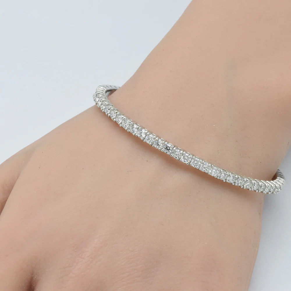 <span style="color:purple">SPECIAL!</span> 2.68ct 14K White Gold Round Diamond Flexible Bangle Bracelet - Image 2
