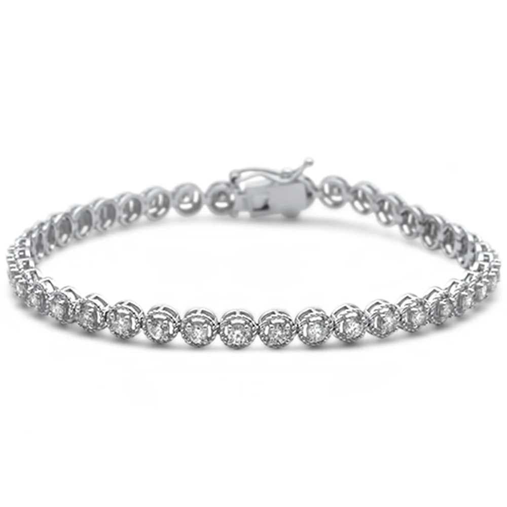<span style="color:purple">SPECIAL!</span> 2.04ct G SI 14K White Gold Round Diamond Halo Style Tennis Bracelet  7" Long