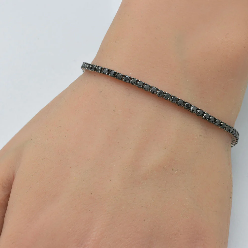 <span style="color:purple">SPECIAL!</span> 3.15ct G SI 14K White Gold Diamond Black Diamond Tennis Bracelet 7" Long - Image 2