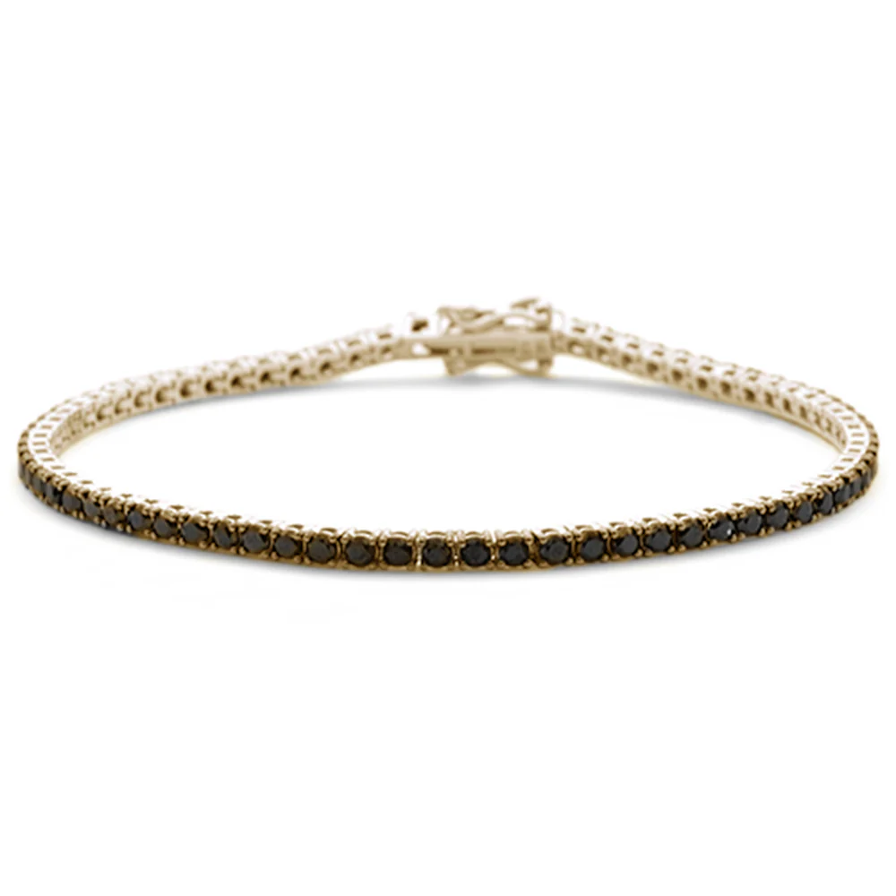 <span style="color:purple">SPECIAL!</span>3.15ct G SI 14K Yellow Gold Diamond Black Diamond Tennis Bracelet 7" Long