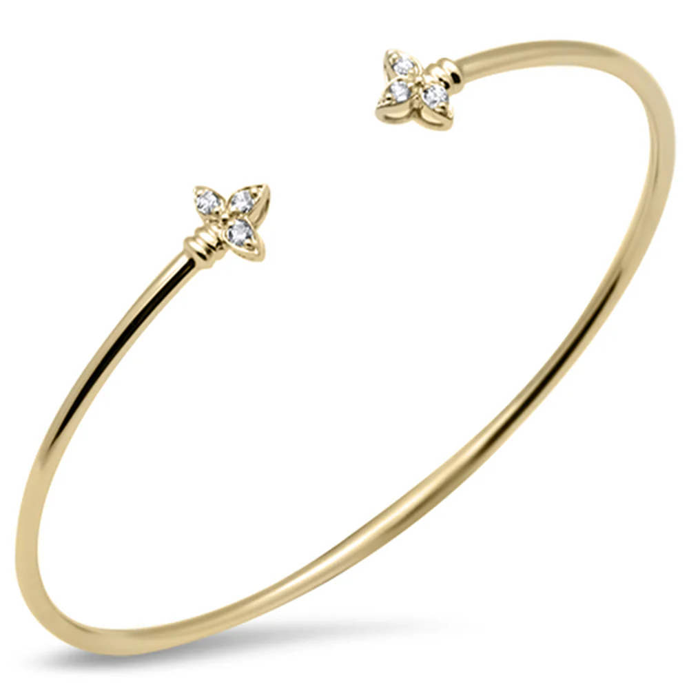 <span style="color:purple">SPECIAL!</span> .15ct G SI 14K Yellow Gold Diamond Flexible Open Bangle Bracelet