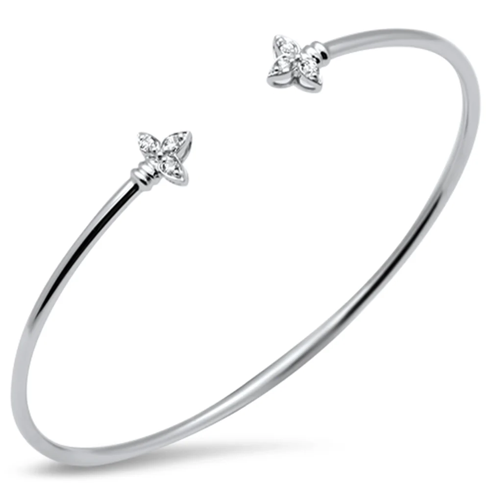 <span style="color:purple">SPECIAL!</span> .15ct G SI 14K White Gold Diamond Flexible Open Bangle Bracelet