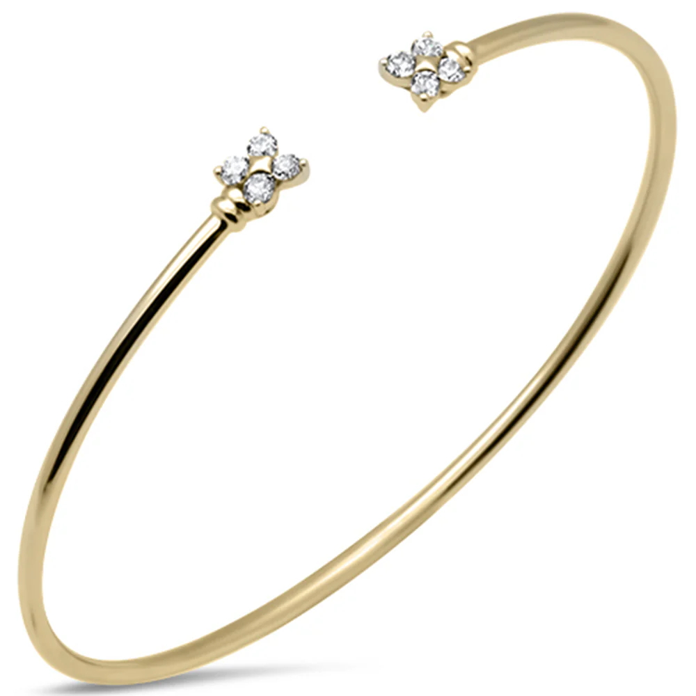 <span style="color:purple">SPECIAL!</span> .40ct G SI 14K Yellow Gold Diamond Flexible Flower Open Bangle Bracelet