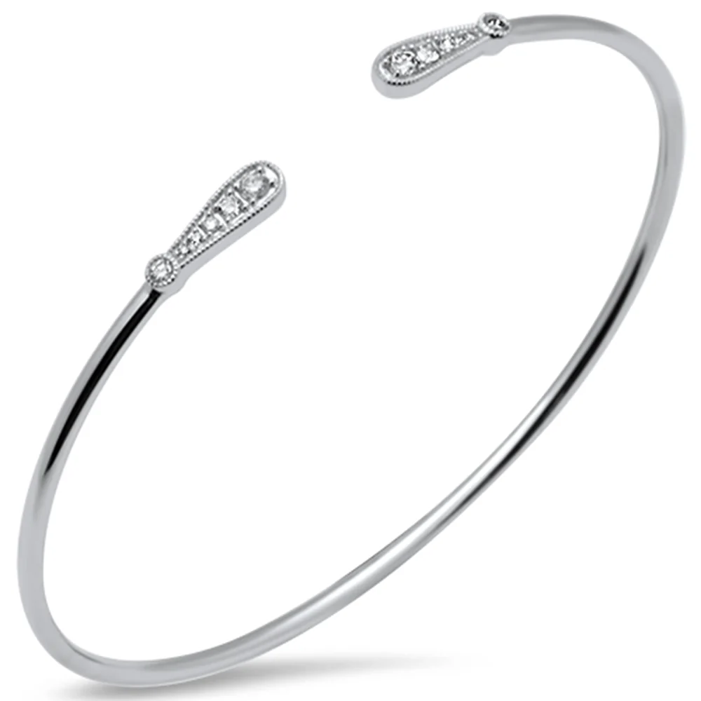<span style="color:purple">SPECIAL!</span> .26ct G SI 14K White Gold Diamond Flexible Open Bangle Bracelet