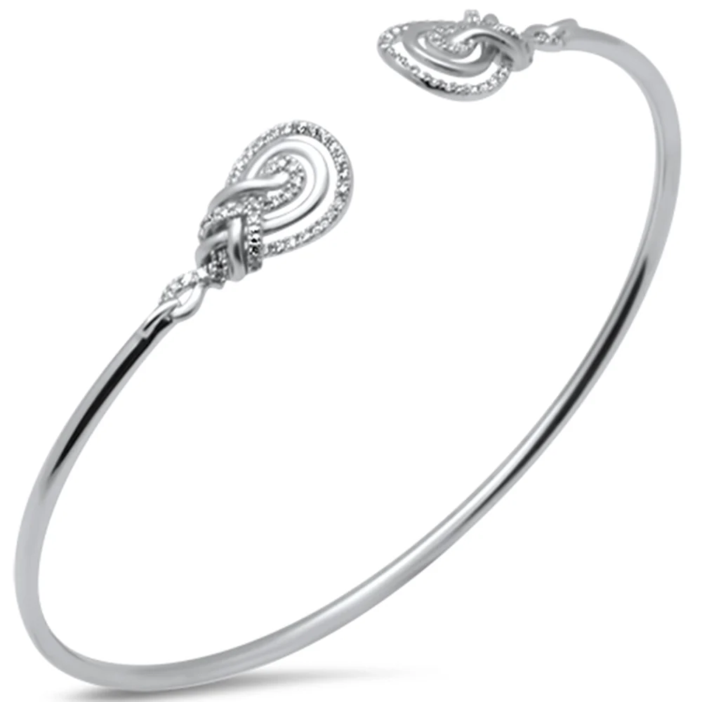 <span style="color:purple">SPECIAL!</span> .33ct G SI 14K White Gold Diamond Flexible Open Bangle Bracelet
