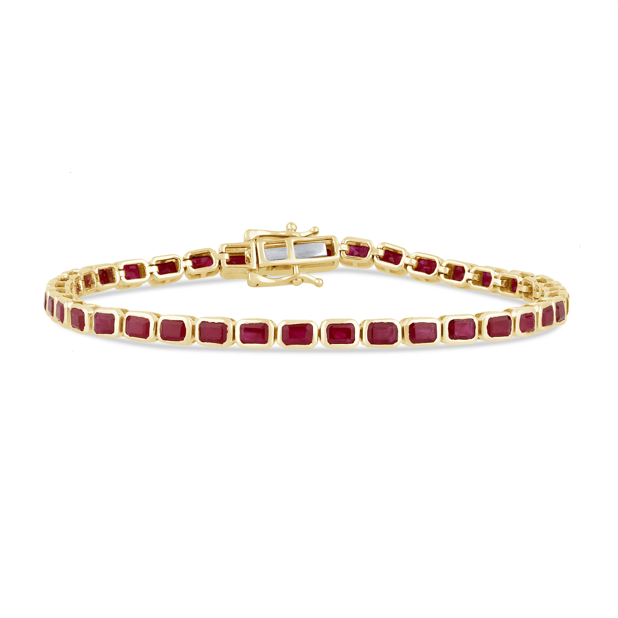 <span style="color:purple">SPECIAL!</span>6.40ct G SI 14K Yellow Gold Ruby Gemstones Bracelet 7" Long