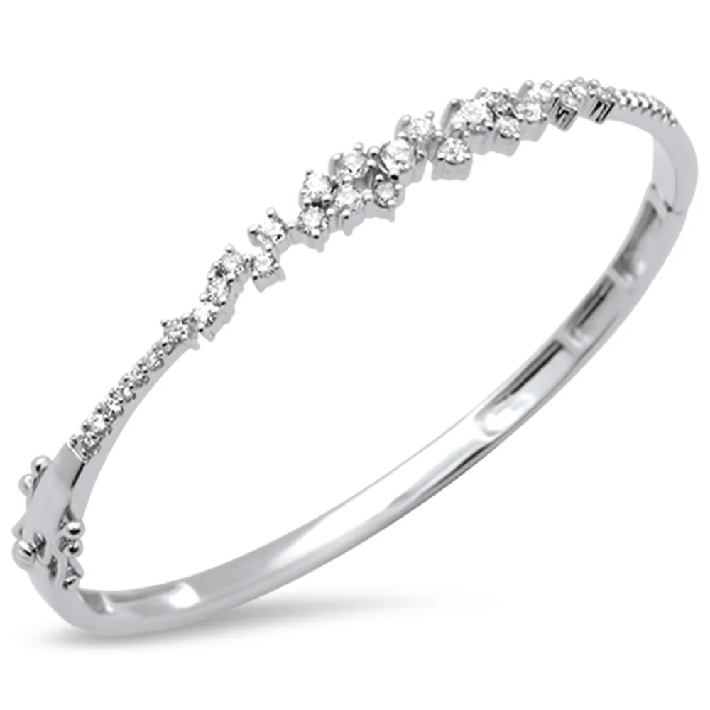<span style="color:purple">SPECIAL!</span>1.24ct G SI 14K White Gold Diamond Bangle Bracelet 59mm