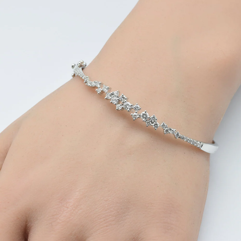 <span style="color:purple">SPECIAL!</span>1.24ct G SI 14K White Gold Diamond Bangle Bracelet 59mm - Image 2